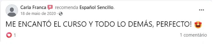 Carla França, no Facebook: me encantó el curso y todo lo demás